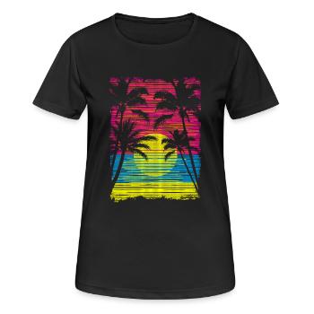 Sunset Paradise - Frauen T-Shirt atmungsaktiv - Schwarz - Vorne - AI Model Female 172 light (172cm)