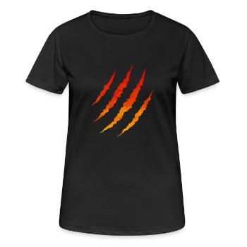 Griffures lave feu - T-shirt respirant Femme - noir - Devant - AI Model Female 172 light (172cm)