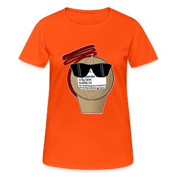 Lunettes de soleil Pyro - T-shirt respirant Femme - orange néon - Devant - AI Model Female 172 dark (172cm)