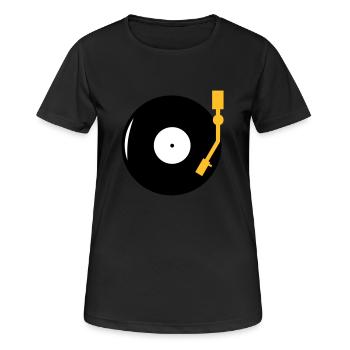 Schallplatte - DJ - Turntable - Frauen T-Shirt atmungsaktiv - Schwarz - Vorne - AI Model Female 172 light (172cm)
