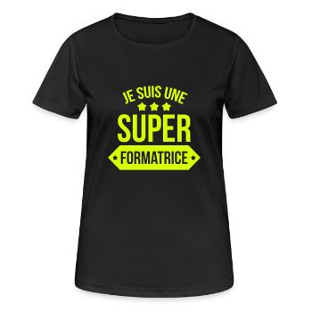 Formateur / Formatrice / Formation / Education - T-shirt respirant Femme - noir - Devant - AI Model Female 172 light (172cm)
