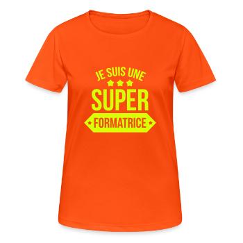 Formateur / Formatrice / Formation / Education - T-shirt respirant Femme - orange néon - Devant - AI Model Female 172 dark (172cm)