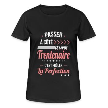 Anniversaire 30 ans - Trentenaire Perfection - T-shirt respirant Femme - noir - Devant - AI Model Female 172 light (172cm)