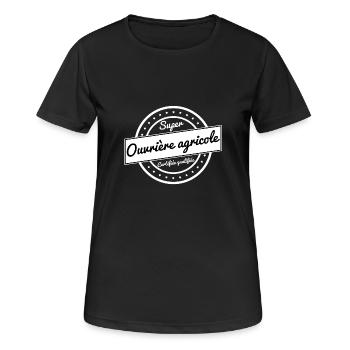 Ouvrière agricole - blanc - T-shirt respirant Femme - noir - Devant - AI Model Female 172 light (172cm)
