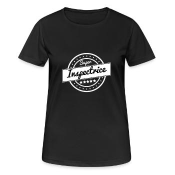 Super inspectrice - blanc - T-shirt respirant Femme - noir - Devant - AI Model Female 172 light (172cm)