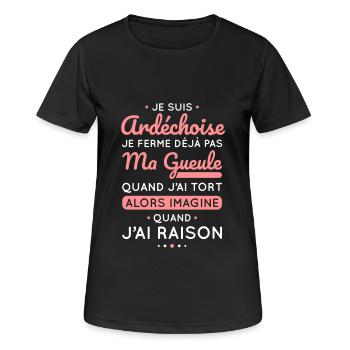 Je suis Ardéchoise - Je ferme pas ma gueule - T-shirt respirant Femme - noir - Devant - AI Model Female 172 light (172cm)