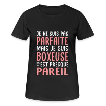 Je ne suis pas parfaite mais je suis boxeuse - T-shirt respirant Femme - noir - Devant - AI Model Female 172 light (172cm)