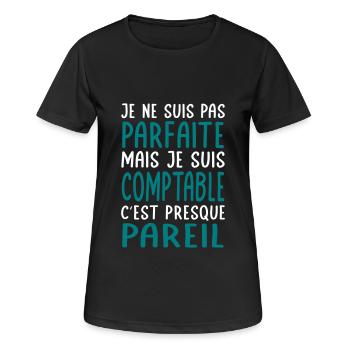 Je ne suis pas parfaite mais je suis comptable - T-shirt respirant Femme - noir - Devant - AI Model Female 172 light (172cm)