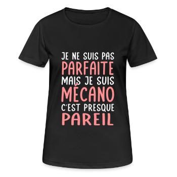 Je ne suis pas parfaite mais je suis mécano - T-shirt respirant Femme - noir - Devant - AI Model Female 172 light (172cm)
