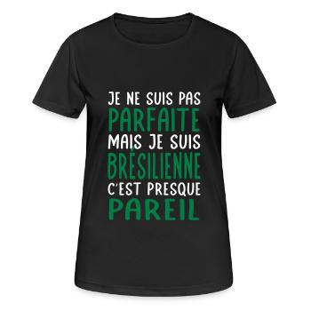 Je ne suis pas parfaite mais je suis Brésilienne - T-shirt respirant Femme - noir - Devant - AI Model Female 172 light (172cm)