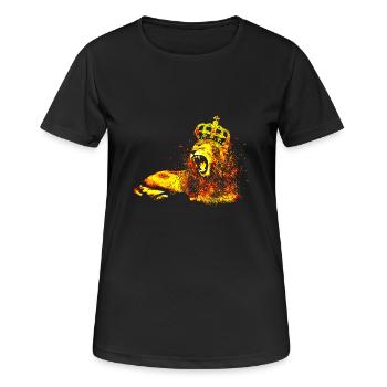Löwe Natur König Tier - Frauen T-Shirt atmungsaktiv - Schwarz - Vorne - AI Model Female 172 light (172cm)