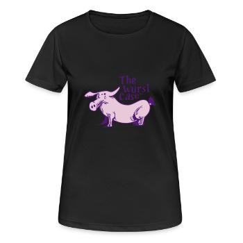 the wurst case - Frauen T-Shirt atmungsaktiv - Schwarz - Vorne - AI Model Female 172 light (172cm)