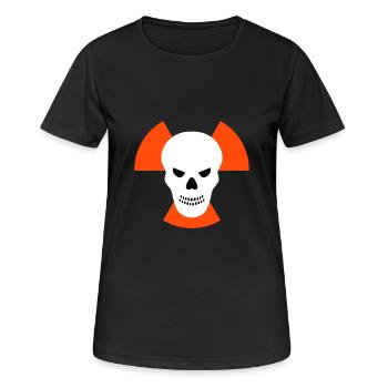 Crâne avec un mauvais œil devant des signes avant-coureurs de radiation - T-shirt respirant Femme - noir - Devant - AI Model Female 172 light (172cm)