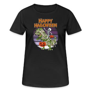 Skelett-Sonnenuntergang über Tyrannosaurus Rex in Atar - Frauen T-Shirt atmungsaktiv - Schwarz - Vorne - AI Model Female 172 light (172cm)