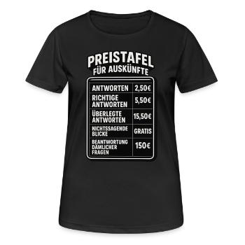 Price list for information office sayings - Women's Breathable T-Shirt - black - Front - AI Model Female 172 light (172cm)