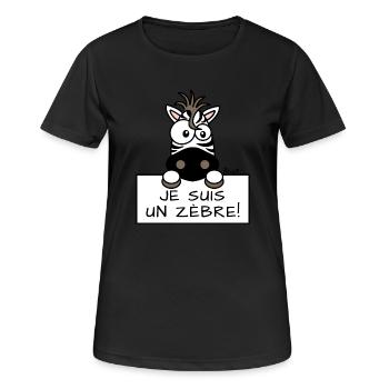 Je suis un Zèbre - T-shirt respirant Femme - noir - Devant - AI Model Female 172 light (172cm)