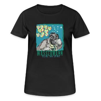 Sternzeichen-Wassermann - Frauen T-Shirt atmungsaktiv - Schwarz - Vorne - AI Model Female 172 light (172cm)
