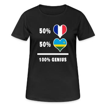 Das Frankreich und Ruanda Genie / Geschenk - Frauen T-Shirt atmungsaktiv - Schwarz - Vorne - AI Model Female 172 light (172cm)