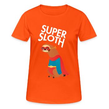 Sloth Superhero - Frauen T-Shirt atmungsaktiv - Neonorange - Vorne - AI Model Female 172 dark (172cm)
