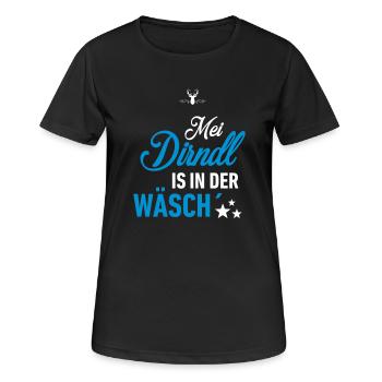 Dirndl in der Wäsch! Bayrisch lustig! - Frauen T-Shirt atmungsaktiv - Schwarz - Vorne - AI Model Female 172 light (172cm)