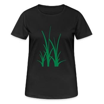 Binary Gras - Frauen T-Shirt atmungsaktiv - Schwarz - Vorne - AI Model Female 172 light (172cm)