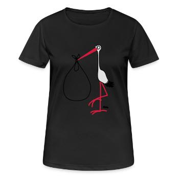 Storch - Frauen T-Shirt atmungsaktiv - Schwarz - Vorne - AI Model Female 172 light (172cm)