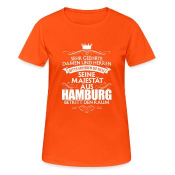 HAMBURG - Majestät - Frauen T-Shirt atmungsaktiv - Neonorange - Vorne - AI Model Female 172 dark (172cm)
