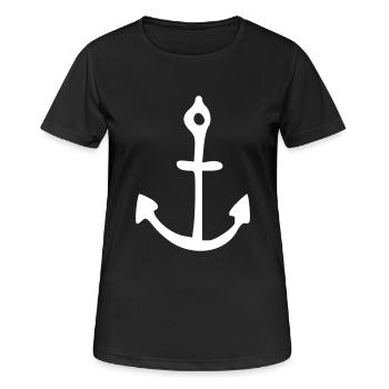 anker - Frauen T-Shirt atmungsaktiv - Schwarz - Vorne - AI Model Female 172 light (172cm)