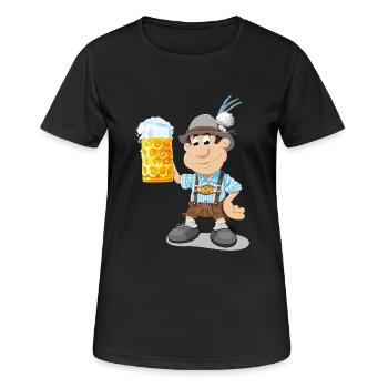 Bier Maßkrug Lederhosen Cartoon Man - Frauen T-Shirt atmungsaktiv - Schwarz - Vorne - AI Model Female 172 light (172cm)
