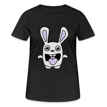 dessin lapin mignon débile style BD cartoon fun - T-shirt respirant Femme - noir - Devant - AI Model Female 172 light (172cm)