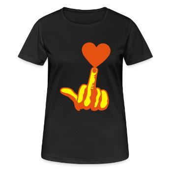 fuck love coeur heart aime amour doigt - T-shirt respirant Femme - noir - Devant - AI Model Female 172 light (172cm)