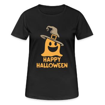 Gift 'Happy Halloween', Cute Ghost - Women's Breathable T-Shirt - black - Front - AI Model Female 172 light (172cm)
