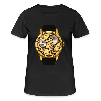 Mechanisches Uhrwerk mit Mikrorotor 60er Jahre Uhr - Frauen T-Shirt atmungsaktiv - Schwarz - Vorne - AI Model Female 172 light (172cm)