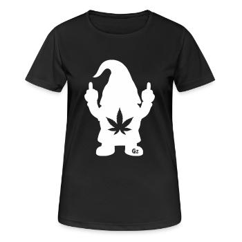 Frecher Zwerg mit Hanfblatt - Frauen T-Shirt atmungsaktiv - Schwarz - Vorne - AI Model Female 172 light (172cm)