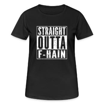 STRAIGHT OUTTA FRIEDRICHSHAIN Berlin Shirt F-HAIN - T-shirt respirant Femme - noir - Devant - AI Model Female 172 light (172cm)