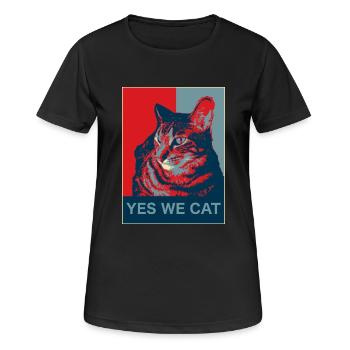 Yes we Cat - Frauen T-Shirt atmungsaktiv - Schwarz - Vorne - AI Model Female 172 light (172cm)