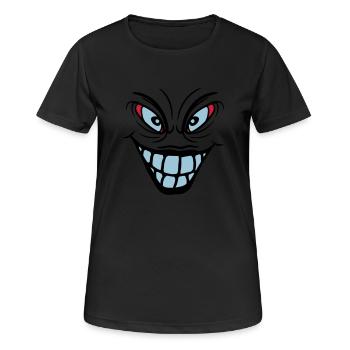 psychopath verrueckt clown joker grinsen mund fres - Frauen T-Shirt atmungsaktiv - Schwarz - Vorne - AI Model Female 172 light (172cm)