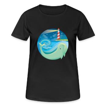 Wal - Frauen T-Shirt atmungsaktiv - Schwarz - Vorne - AI Model Female 172 light (172cm)