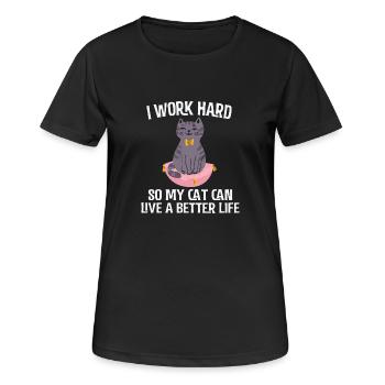 Chat drôle - T-shirt respirant Femme - noir - Devant - AI Model Female 172 light (172cm)