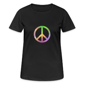 peace peacezeichen Frieden - Frauen T-Shirt atmungsaktiv - Schwarz - Vorne - AI Model Female 172 light (172cm)