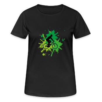 Bicycle Riding Bicycle Tour Green - Women's Breathable T-Shirt - black - Front - AI Model Female 172 light (172cm)