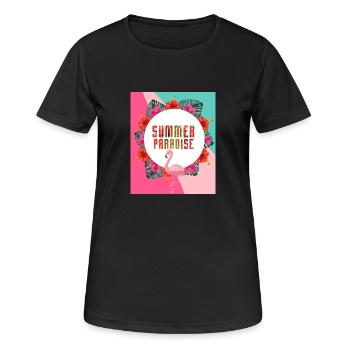 Sommer Paradies - Frauen T-Shirt atmungsaktiv - Schwarz - Vorne - AI Model Female 172 light (172cm)