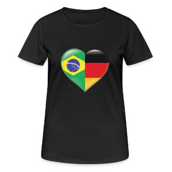 Heart Flag Brazil Samba Germany Gift - Women's Breathable T-Shirt - black - Front - AI Model Female 172 light (172cm)