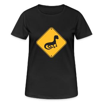 note attention avertissement attention bouclier silhouette - T-shirt respirant Femme - noir - Devant - AI Model Female 172 light (172cm)
