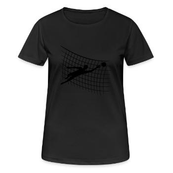 design netz muster torwart torhueter halten fussba - Frauen T-Shirt atmungsaktiv - Schwarz - Vorne - AI Model Female 172 light (172cm)