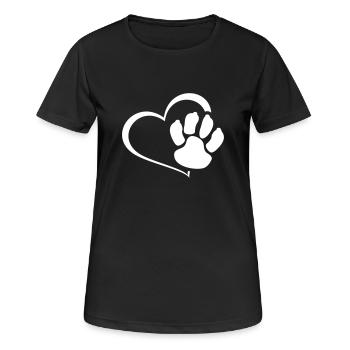 Herz Hundepfote Hundeliebhaber - Frauen T-Shirt atmungsaktiv - Schwarz - Vorne - AI Model Female 172 light (172cm)