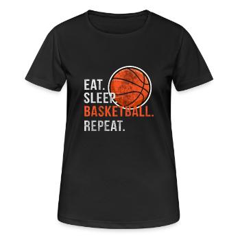 Eat Sleep Basketball Repeat - Scratch - Frauen T-Shirt atmungsaktiv - Schwarz - Vorne - AI Model Female 172 light (172cm)