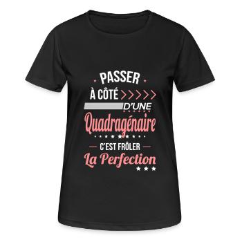 Anniversaire 40 ans - Quadragénaire Perfection - T-shirt respirant Femme - noir - Devant - AI Model Female 172 light (172cm)