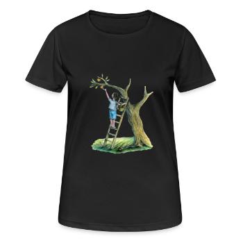 Apfelbaum - Frauen T-Shirt atmungsaktiv - Schwarz - Vorne - AI Model Female 172 light (172cm)