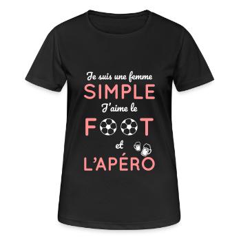 Je suis une femme simple j'aime le foot et l'apéro - T-shirt respirant Femme - noir - Devant - AI Model Female 172 light (172cm)